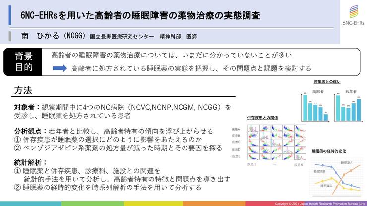 6NC-EHRsを用いた高齢者の睡眠障害の薬物治療の実態調査